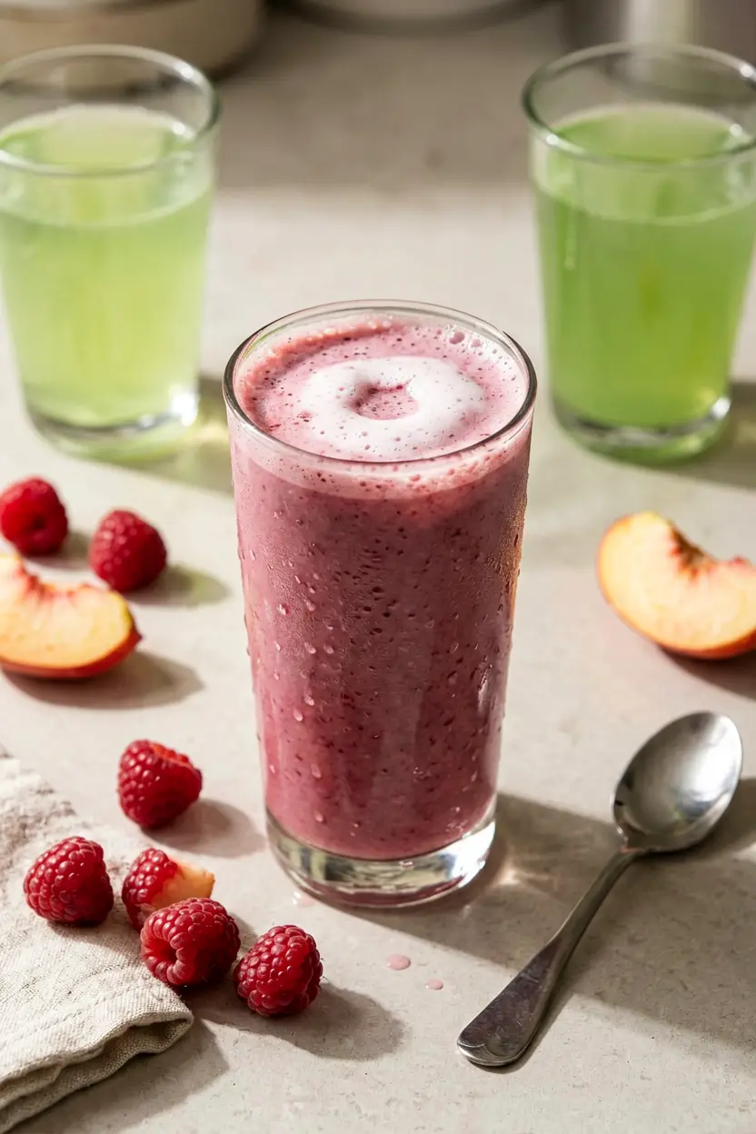 3 raspberry peach green tea smoothie
