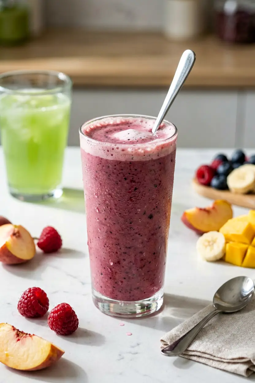 4 raspberry peach green tea smoothie