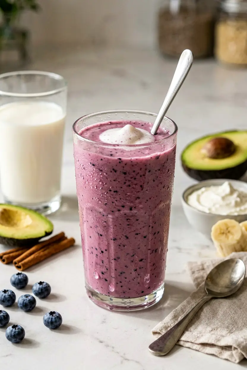 5 blueberry oat milk breakfast smoothie