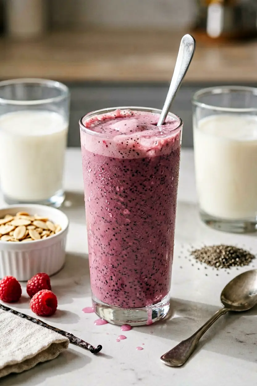 7 raspberry chia almond smoothie