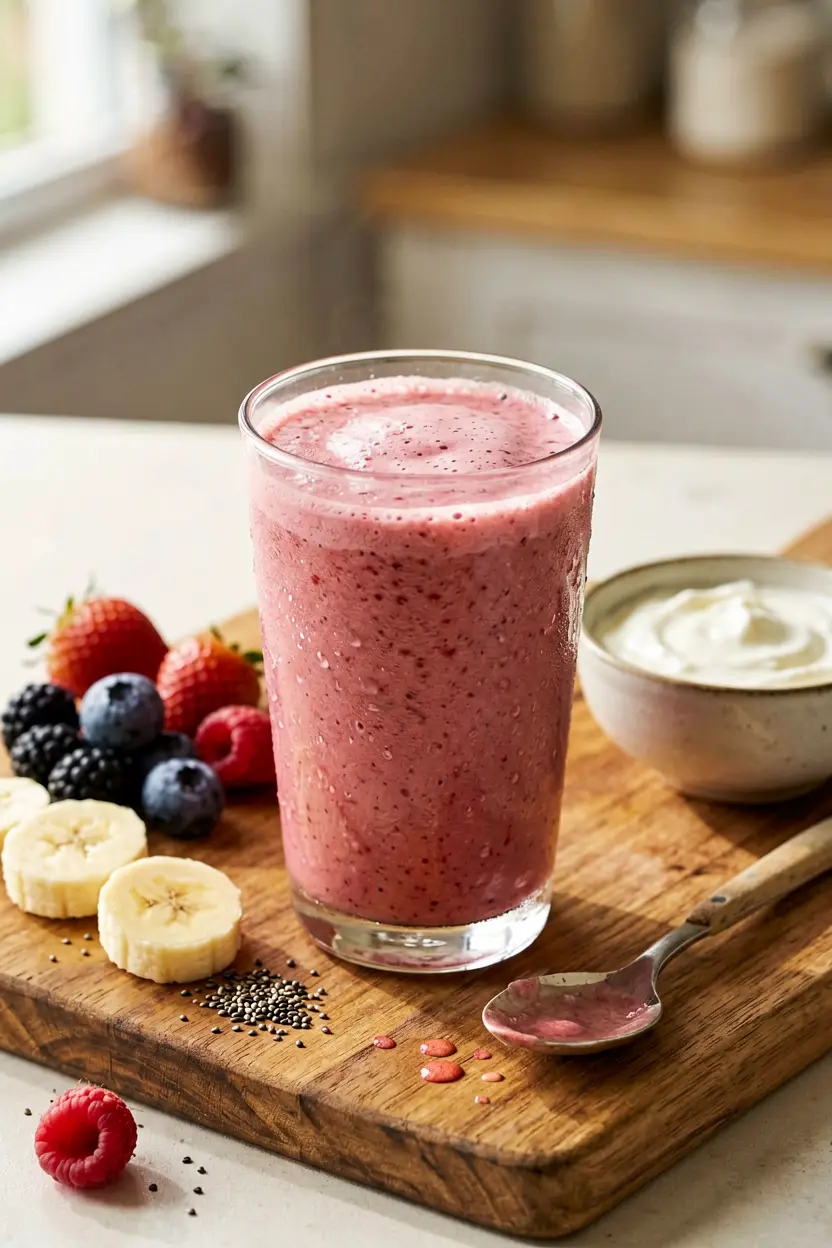 balanced strawberry breakfast smoothie