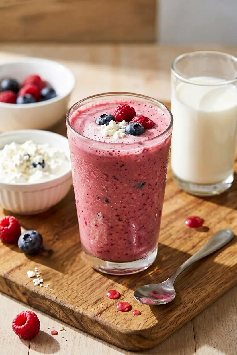 berry cottage cheese protein smoothie