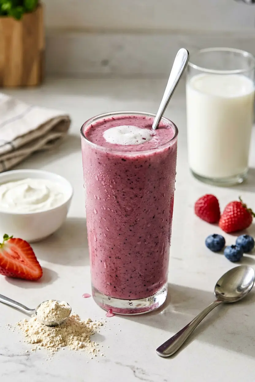 berry spinach yogurt smoothie