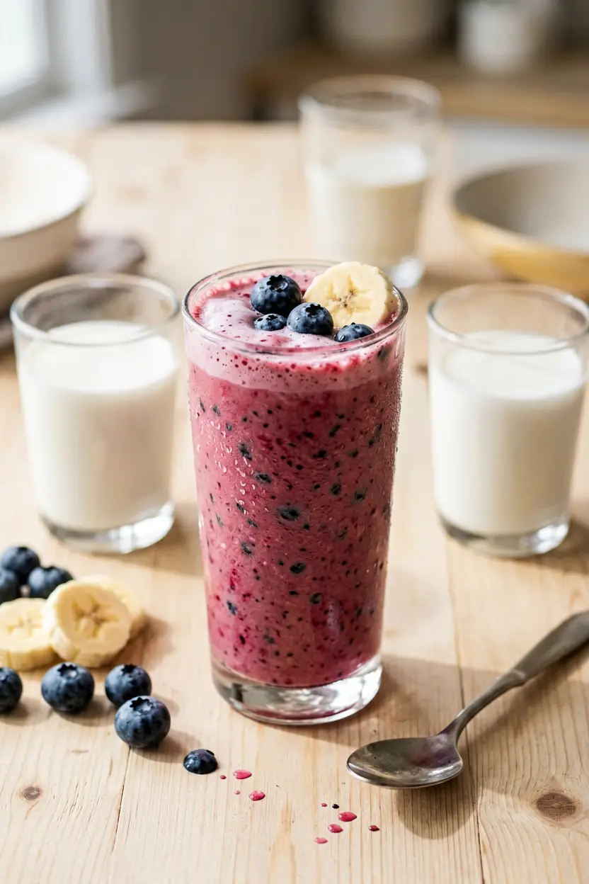 blueberry-forward smoothie with less banana