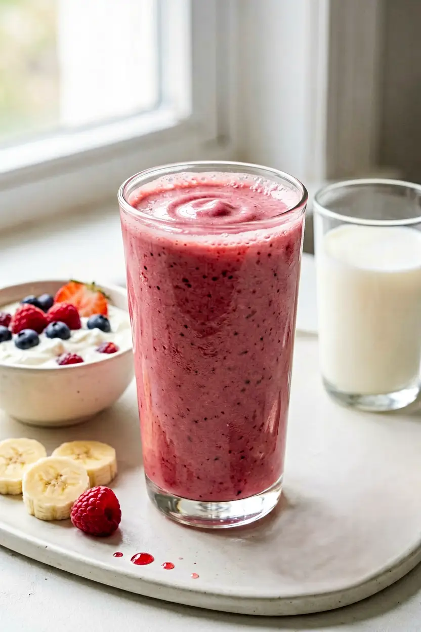 creamy vegan strawberry banana smoothie