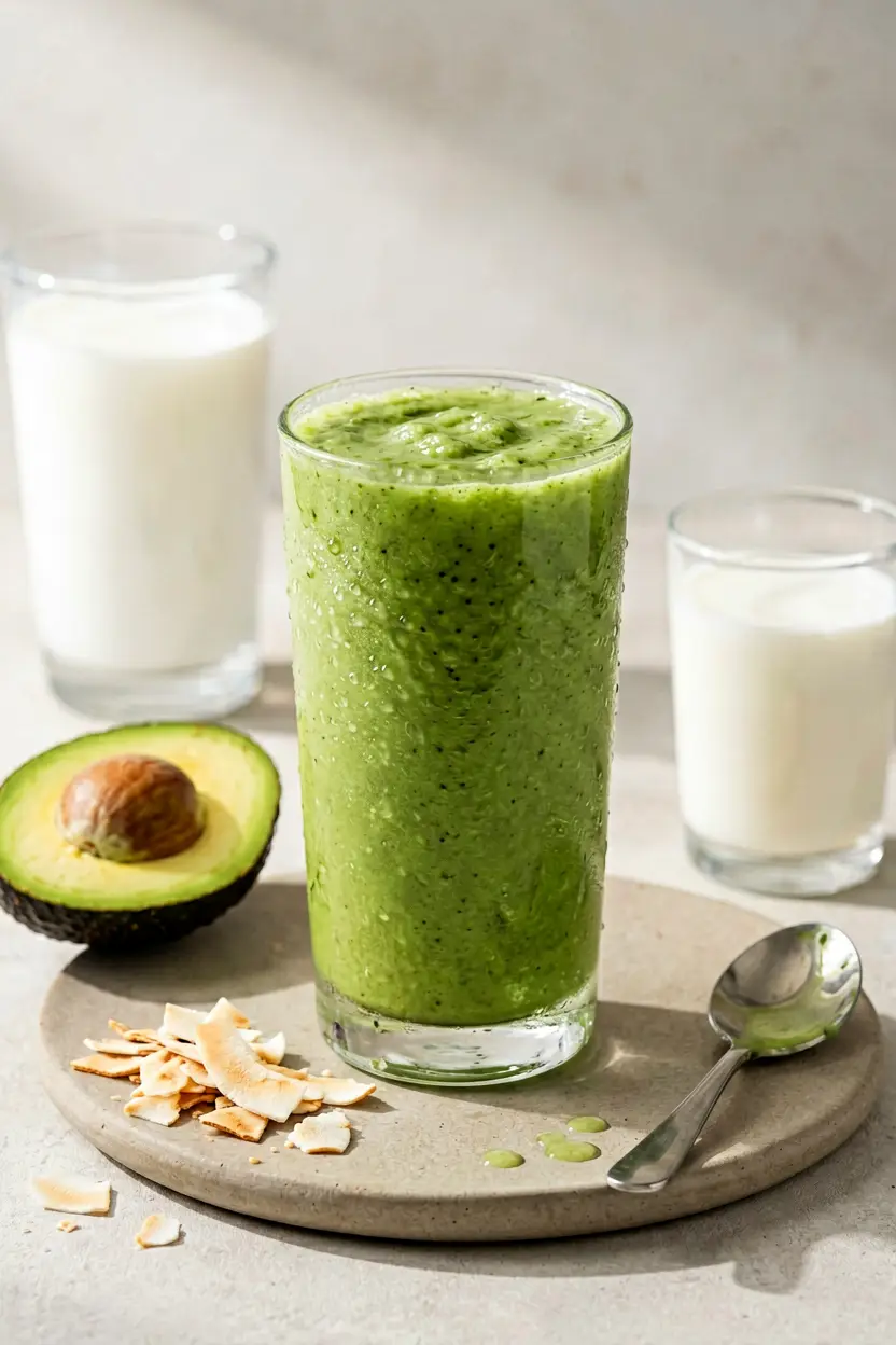 fresh green avocado smoothie