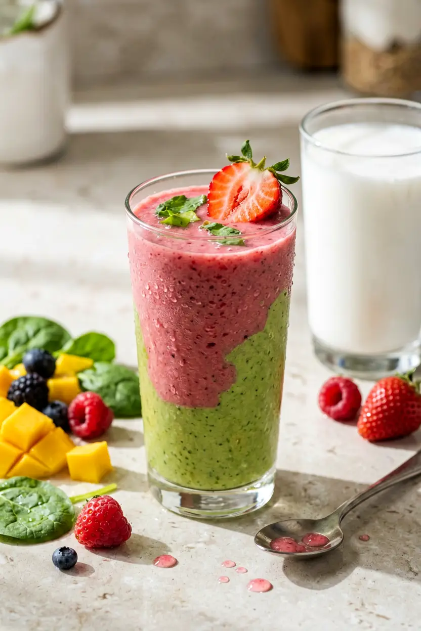 green strawberry mango smoothie