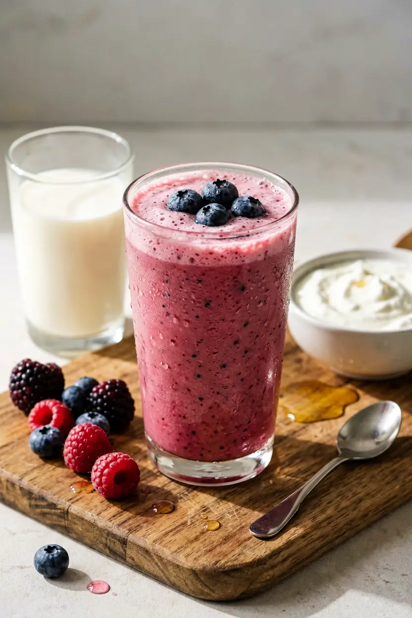 high-protein mixed berry smoothie
