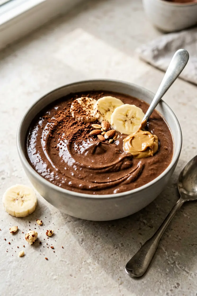 high-protein vegan chocolate smoothie bowl