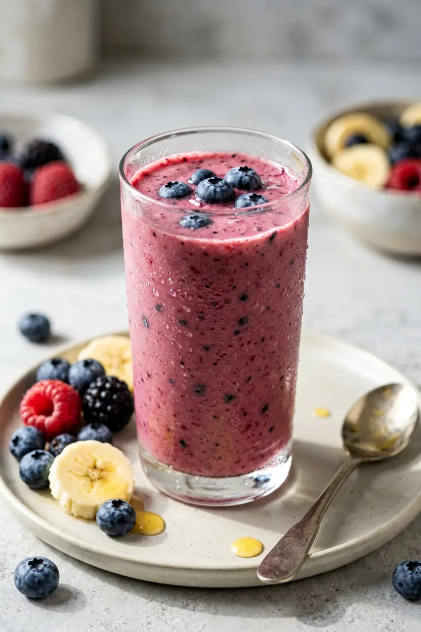light blueberry banana smoothie with milk or water