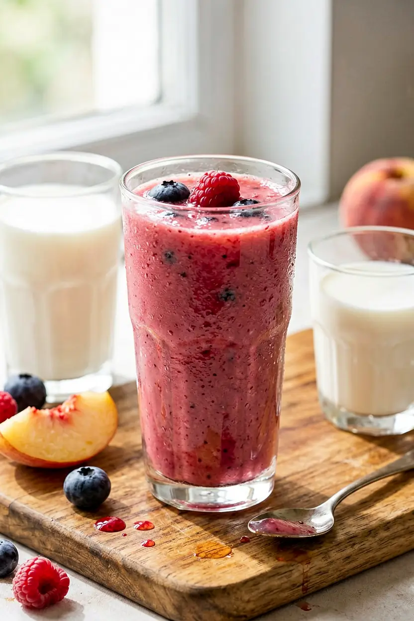 low-sugar berry peach smoothie