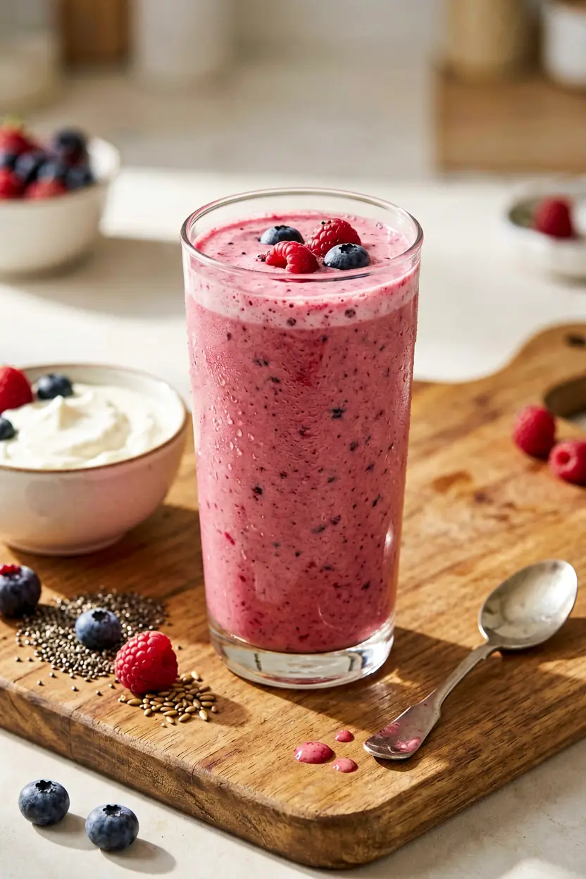 lower-sugar berry yogurt smoothie