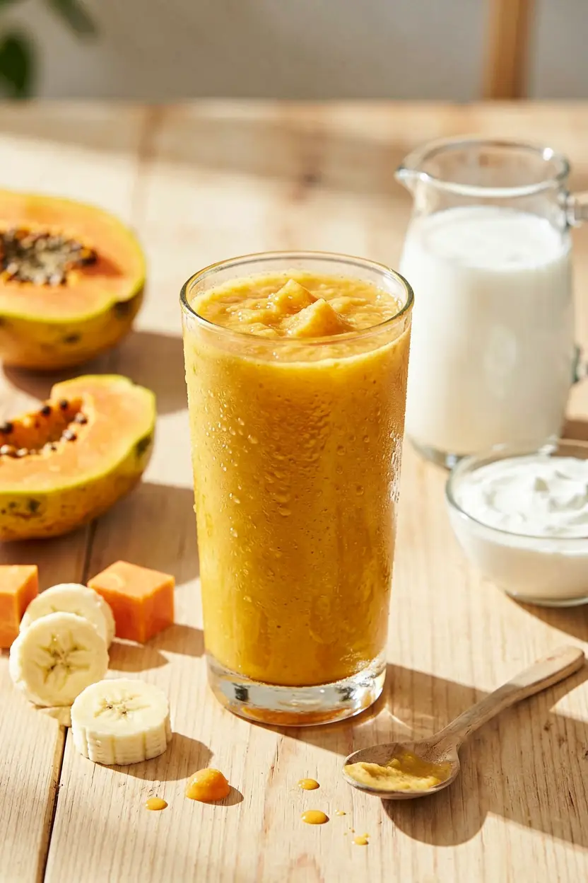 papaya smoothie with banana coconut milk