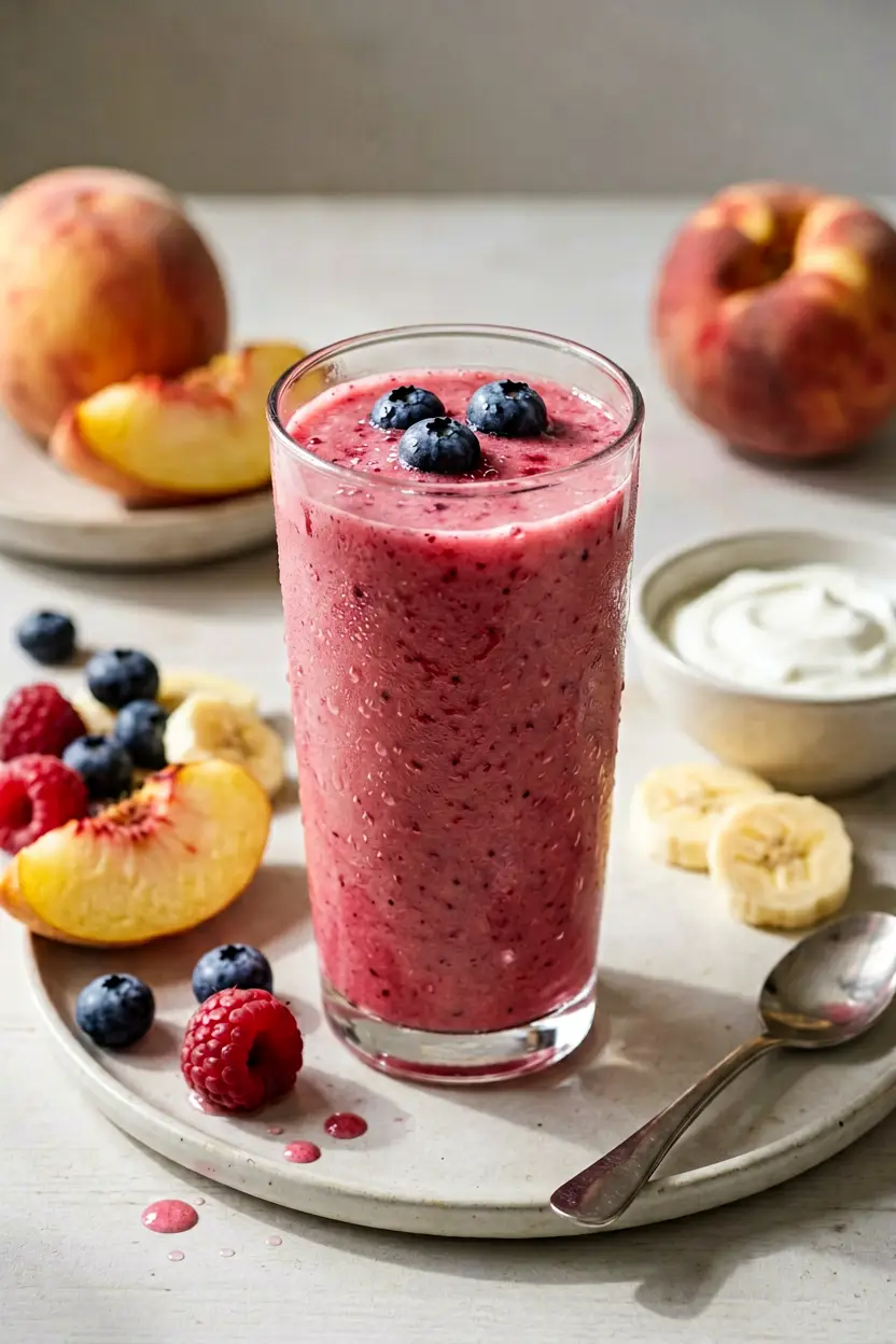 peach and berry summer smoothie