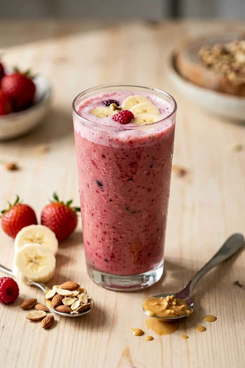strawberry banana nut butter smoothie