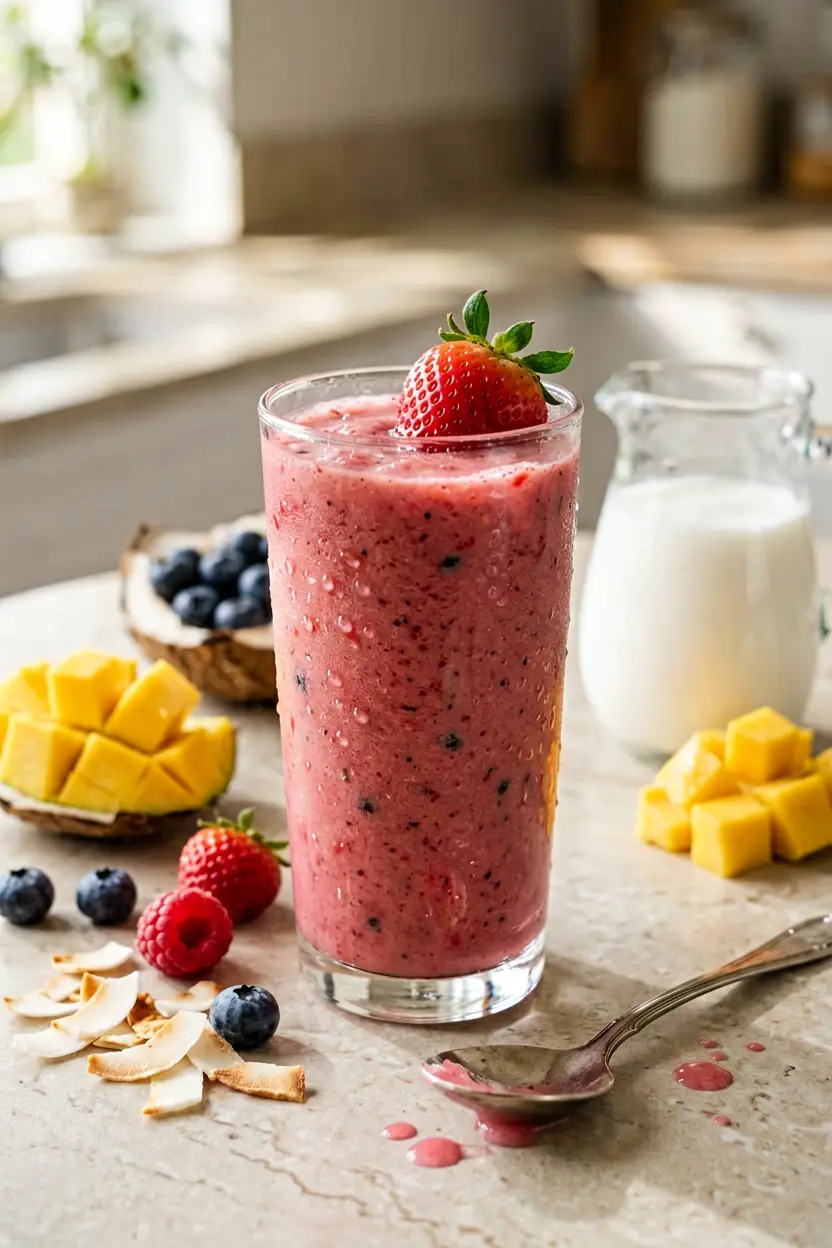 strawberry mango coconut smoothie
