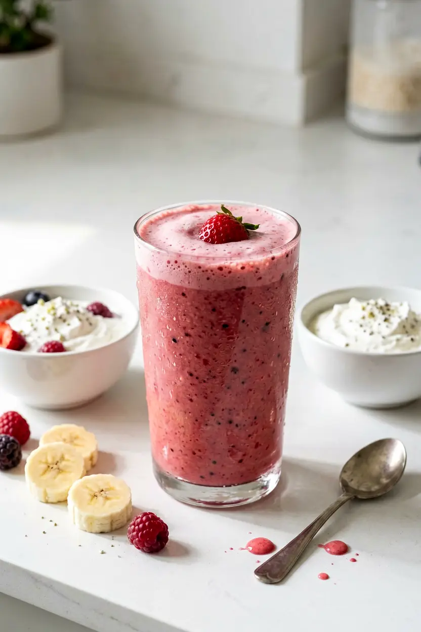 strawberry protein breakfast smoothie