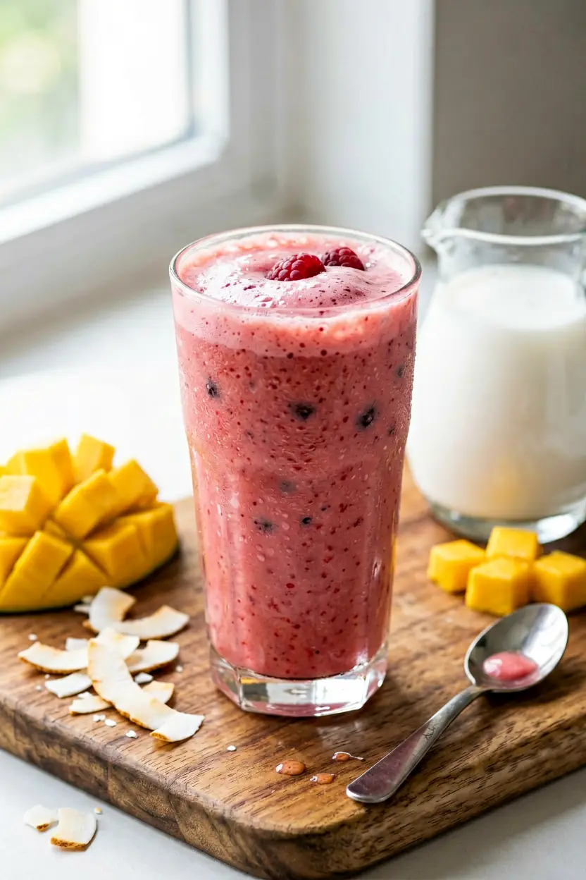thai-style strawberry mango smoothie