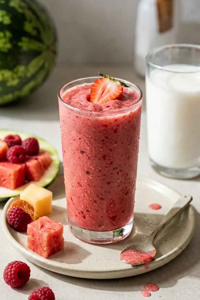 watermelon strawberry yogurt smoothie